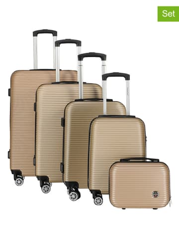 Canadian Peak 5tlg. Hardcase-Trolleyset "Solomuneak" in Hellbraun