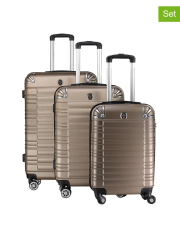 Canadian Peak 3-delige hardcase-trolleyset "Sourcingeak" lichtbruin