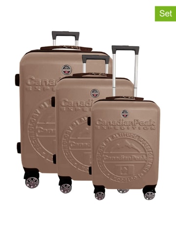 Canadian Peak 3-delige hardcase-trolleyset "Stanisleak" lichtbruin