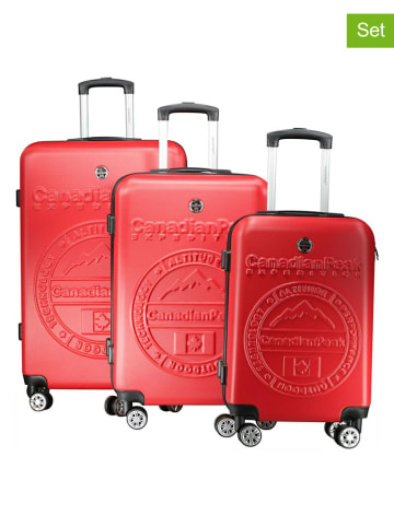 Canadian Peak 3-delige hardcase-trolleyset "Stanislaeak" rood