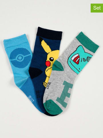 Pokémon 3er-Set: Socken "Pokémon" in Blau/ Dunkelblau/ Grau