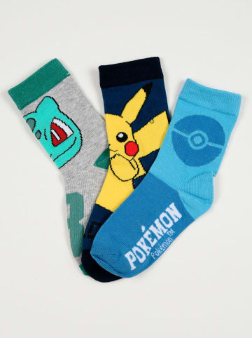 Pokémon 3er-Set: Socken "Pokémon" in Blau/ Dunkelblau/ Grau