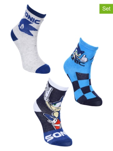 Sonic 3er-Set: Socken "Sonic" in Grau/ Blau/ Dunkelblau