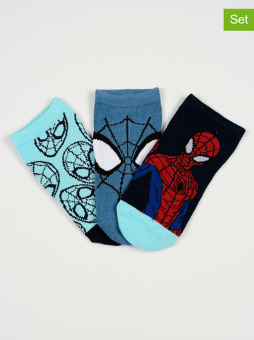 Spiderman 3-delige set: sokken "Spiderman" lichtblauw/blauw/donkerblauw