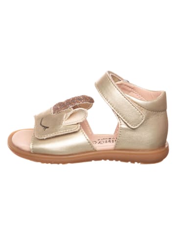 lamino Leren sandalen goudkleurig