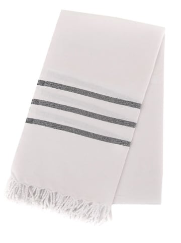 Towel to Go Hamamdoek wit/zwart - (L)180 x (B)100 cm