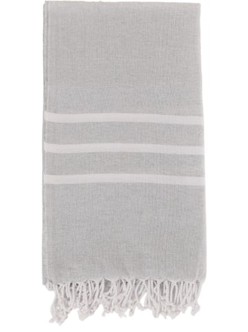 Towel to Go Hamamtuch in Hellgrau/ Weiß - (L)180 x (B)100 cm