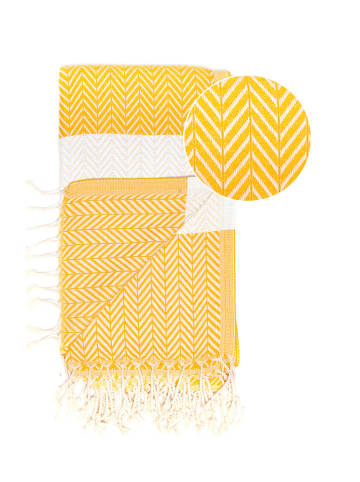 Hammam Hamamdoek geel/wit - (L)180 x (B)100 cm