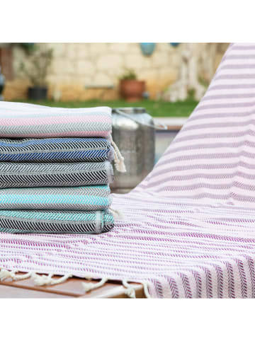 Samimi Hamamdoek zwart/grijs - (L)180 x (B)100 cm