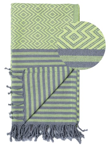 Samimi Hamamdoek "Sahara" groen/grijs - (L)180 x (B)100 cm