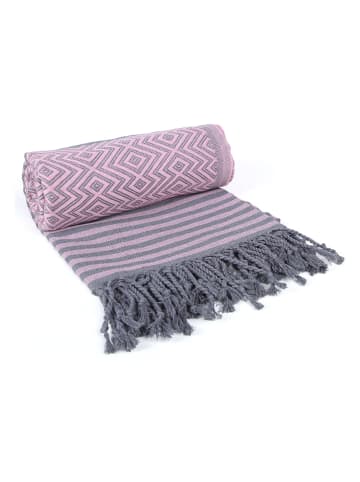 Samimi Hamamtuch "Sahara" in Rosa/ Grau - (L)180 x (B)100 cm