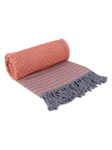 Samimi Hamamdoek "Sahara" oranje/grijs - (L)180 x (B)100 cm