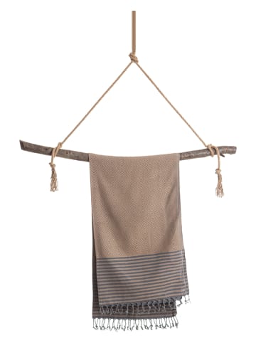 Samimi Hamamdoek "Sahara" beige/grijs - (L)180 x (B)100 cm