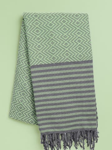 Samimi Hamamtuch "Sahara" in Grün/ Grau - (L)180 x (B)100 cm