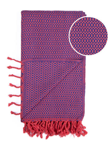 Towel to Go Hamamdoek "Samos" roze/blauw - (L)175 x (B)95 cm
