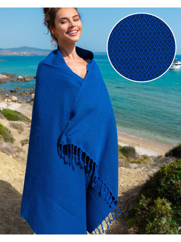 Towel to Go Hamamtuch "Samos" in Blau/ Dunkelblau - (L)175 x (B)95 cm