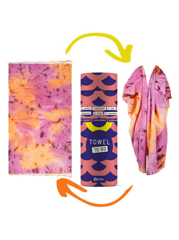 Towel to Go 2-in-1 strandlaken & pareo lichtroze/oranje - (L)180 x (B)100 cm