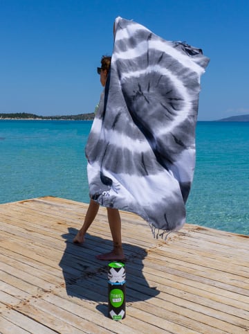 Towel to Go 2-in-1 strandlaken & pareo zwart/wit - (L)180 x (B)100 cm