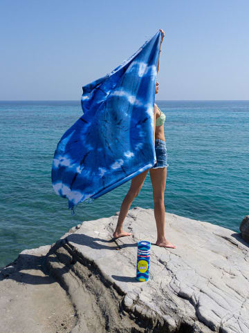 Towel to Go Ręcznik plażowy w kolorze niebiesko-białym - 180 x 100 cm