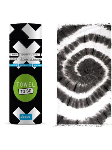 Towel to Go Strandtuch in Schwarz/ Weiß - (L)180 x (B)100 cm