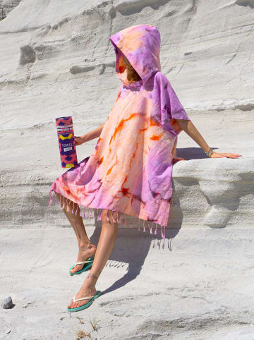 Towel to Go Poncho lichtroze/oranje - (L)180 x (B)100 cm
