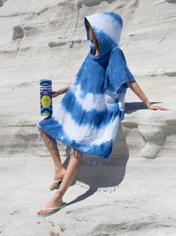 Towel to Go Poncho blauw/wit - (L)180 x (B)100 cm