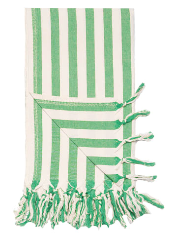Samimi Hamamtuch "Demeter" in Creme/ Grün - (L)180 x (B)100 cm