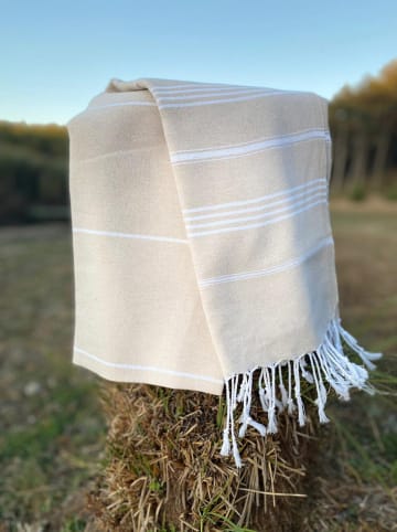 Towel to Go 2-delige set: "Wellness & Spa" crème/wit - (L)180 x (B)100 cm