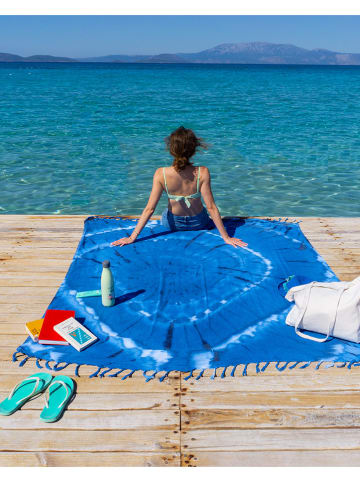 Towel to Go Ręcznik plażowy "Tie dye XXL" w kolorze niebieskim - 200 x 200 cm