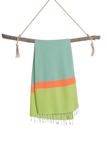 Towel to Go Strandtuch "Neon XXL" in Grün/ Orange - (L)200 x (B)200 cm
