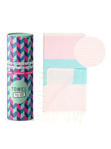 Towel to Go Ręcznik plażowy w kolorze turkusowo-jasnoróżowym - 180 x 100 cm