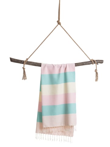 Towel to Go Strandtuch "Towel To Go" in Rosa/ Türkis - (L)180 x (B)100 cm