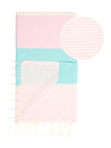 Towel to Go Strandtuch "Towel To Go" in Rosa/ Türkis - (L)180 x (B)100 cm