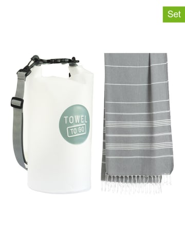 Towel to Go 2-delige hamamset wit/grijs