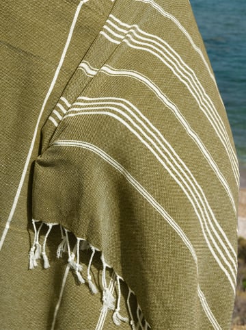 Towel to Go 2-częściowy zestaw w kolorze biało-oliwkowo-pomarańczowym