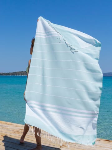 Samimi Chusta hammam "Malibu" w kolorze błękitno-białym - 180 x 100 cm