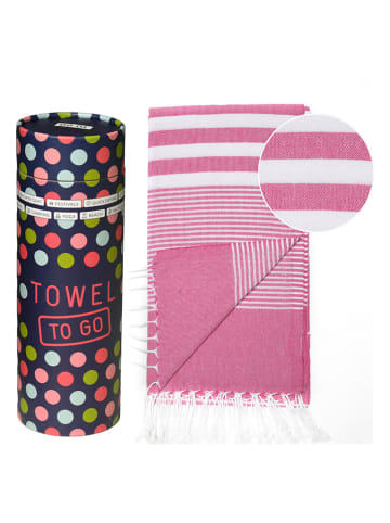 Samimi Hamamdoek "Malibu" fuchsia/wit - (L)180 x (B)100 cm