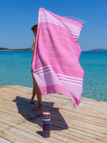 Samimi Hamamtuch "Malibu" in Fuchsia/ Weiß - (L)180 x (B)100 cm