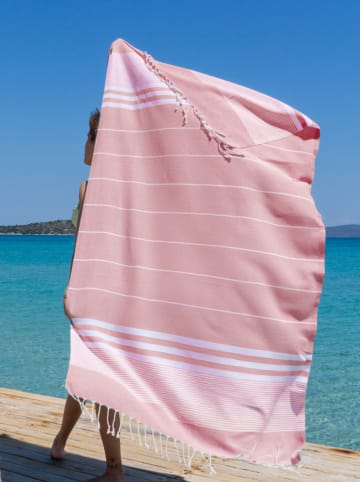 Samimi Chusta hammam "Malibu" w kolorze szaroróżowo-białym - 180 x 100 cm