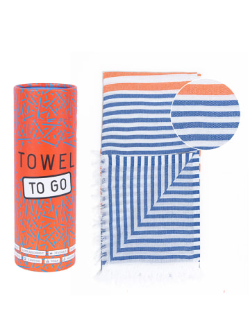 Towel to Go Ręcznik plażowy w kolorze niebiesko-pomarańczowym - 180 x 100 cm