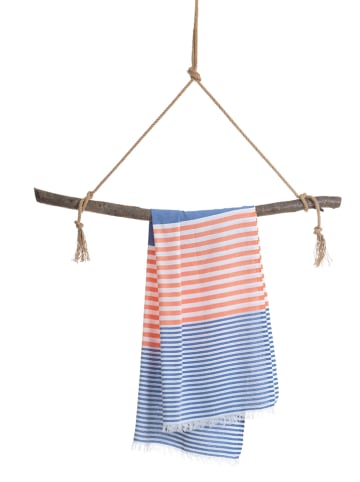 Towel to Go Ręcznik plażowy w kolorze niebiesko-pomarańczowym - 180 x 100 cm