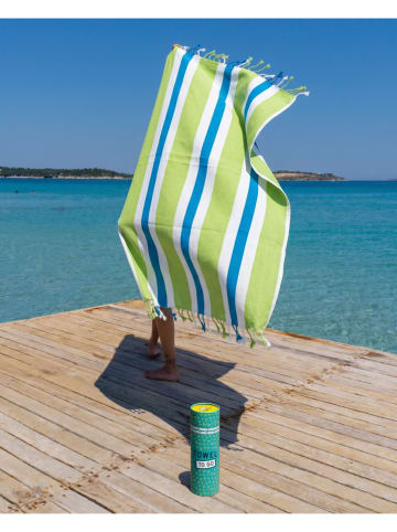 Towel to Go Strandtuch "Towel To Go - Coral Coast" in Grün / Blau - (L)180 x (B)100 cm