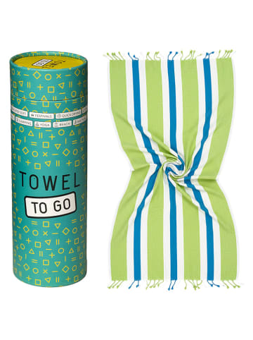 Towel to Go Strandtuch "Towel To Go - Coral Coast" in Grün / Blau - (L)180 x (B)100 cm