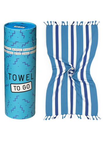 Towel to Go Strandtuch "Coral Coast" in Blau/ Weiß - (L)180 x (B)100 cm