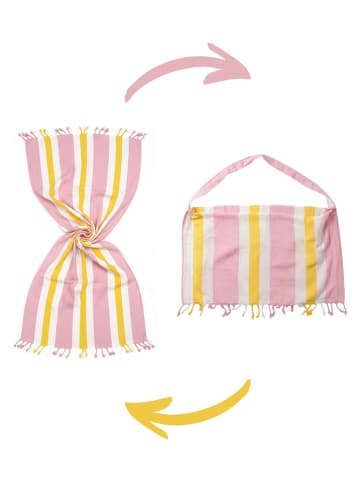 Towel to Go 2in1-Strandtuch und Tasche ''Coral C.'' in Rosa/ Gelb - (L)180 x (B)100 cm