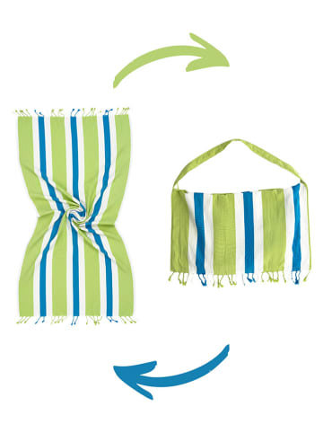 Towel to Go Ręcznik plażowy 2w1 "Coral C." w kolorze zielono-niebieskim - 180 x 100 cm