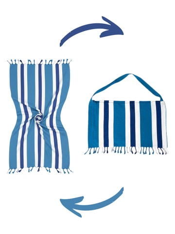 Towel to Go Ręcznik plażowy 2w1 "Coral C." w kolorze biało-niebieskim - 180 x 100 cm