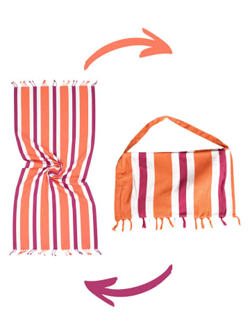 Towel to Go Ręcznik plażowy 2w1 "Coral C." w kolorze pomarańczowo-różowym - 180 x 100cm