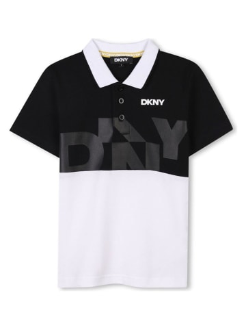 DKNY Koszulka polo w kolorze czarno-białym