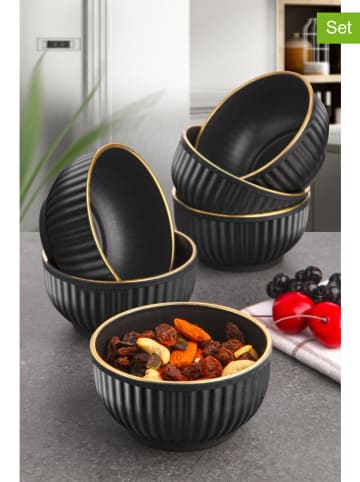 Hermia 6er-Set: Schalen in Schwarz/ Gold - (H)5 x Ø 10 cm